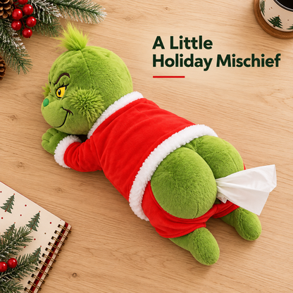 🎄 Grinch Plush Tissue Box Cover | Funny Christmas Grinch Tissue Holder, Festive Home Decor & Novelty Holiday Gift
