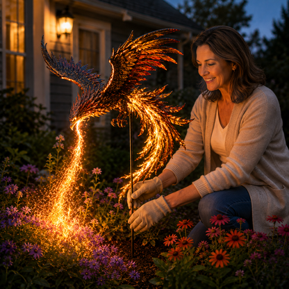 Installing Solar Phoenix Fire Garden Light stake in garden soil