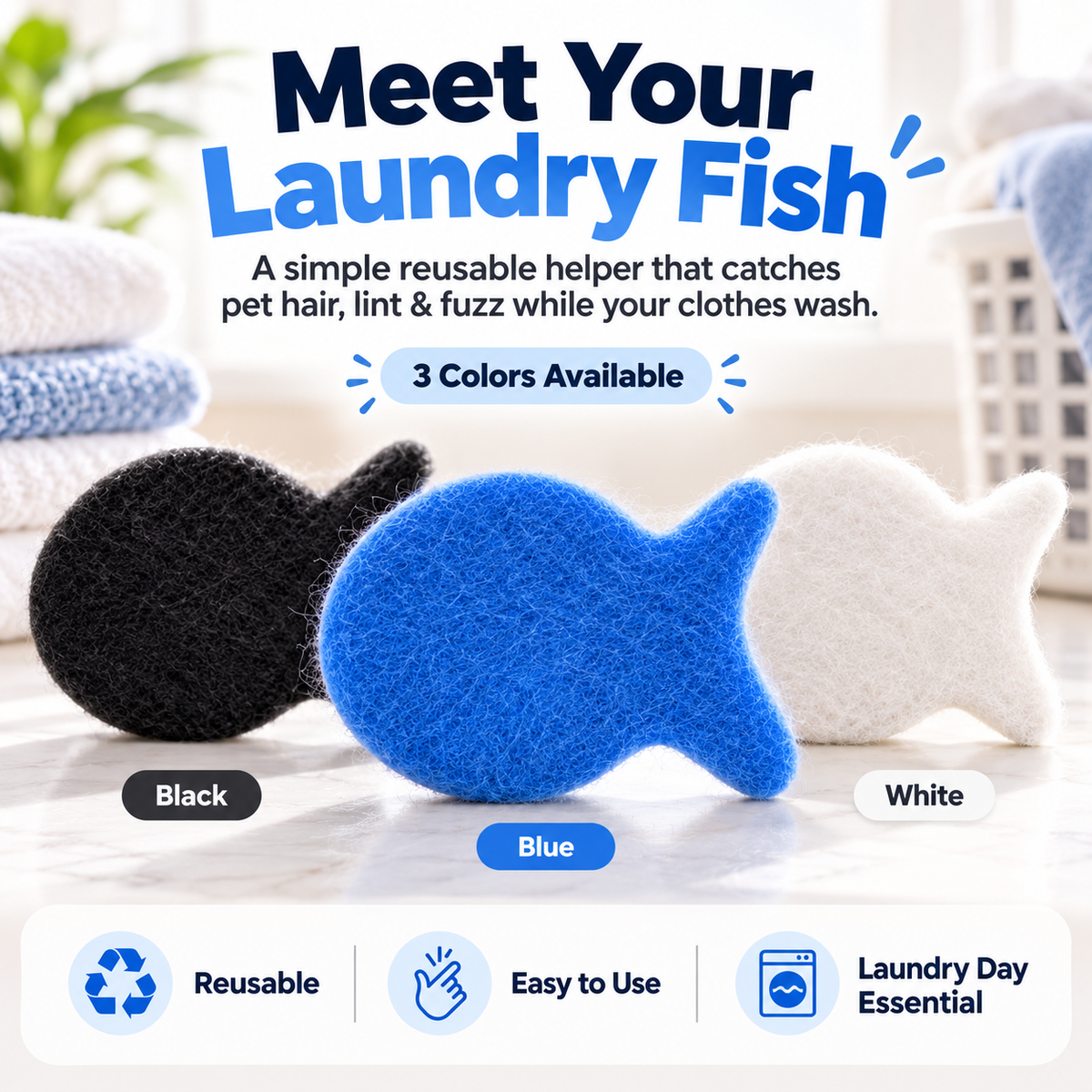 🐾 FurFish™ – Reusable Laundry Pet Hair Remover