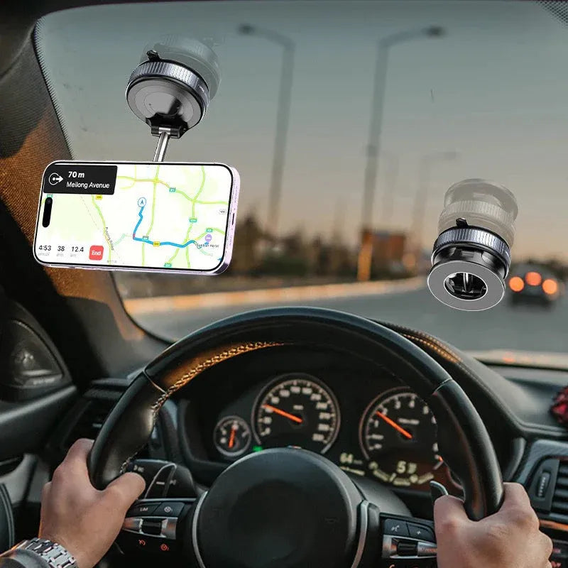 🔥 Retractable Car Phone Mount - 360° Magnetic Holder