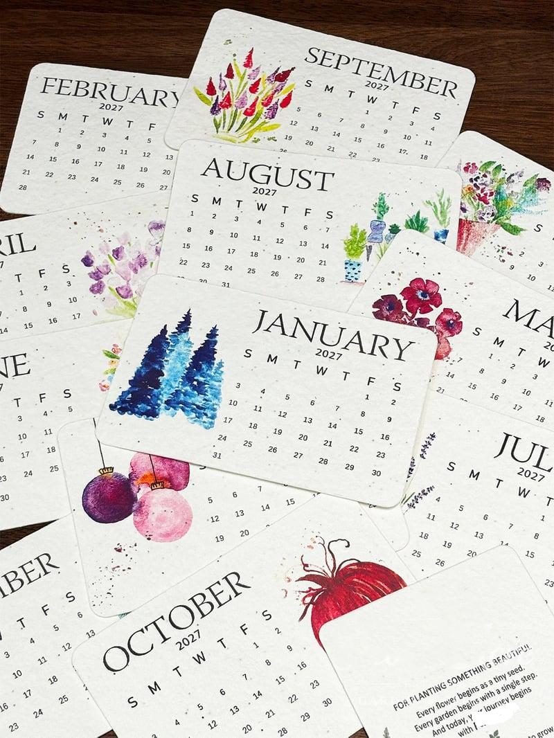 2027 plantable seed paper calendar botanical gift