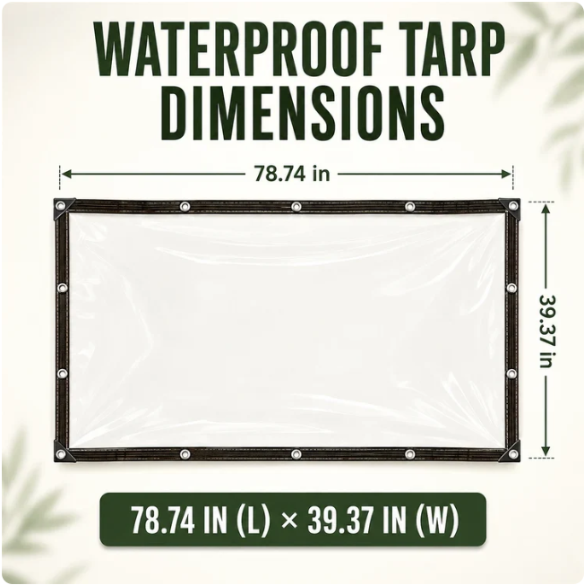 🌧️ ClearShield Pro™ Waterproof Tarp – Reinforced Clear Cover with Grommets