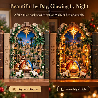 🔥🔥🔥✨ Lighted Bethlehem Nativity Book Nook – Christmas Building Block Display Of Faith