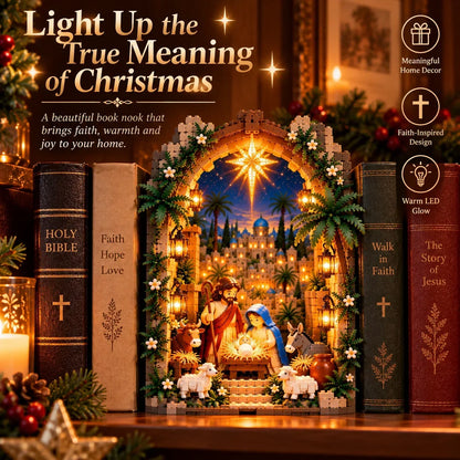 🔥🔥🔥✨ Lighted Bethlehem Nativity Book Nook – Christmas Building Block Display Of Faith