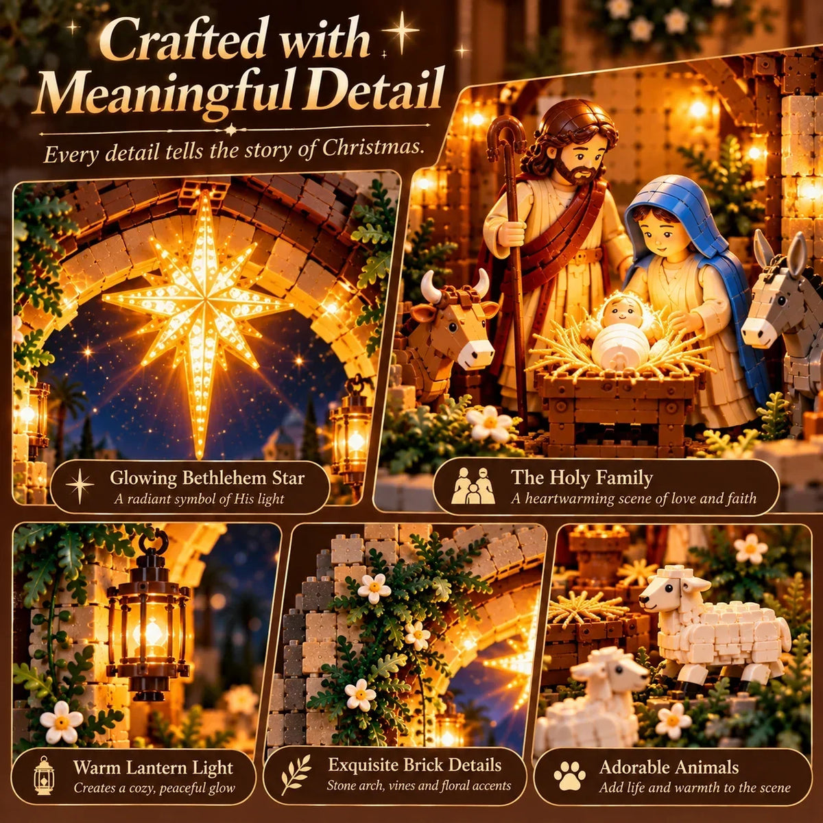 🔥🔥🔥✨ Lighted Bethlehem Nativity Book Nook – Christmas Building Block Display Of Faith