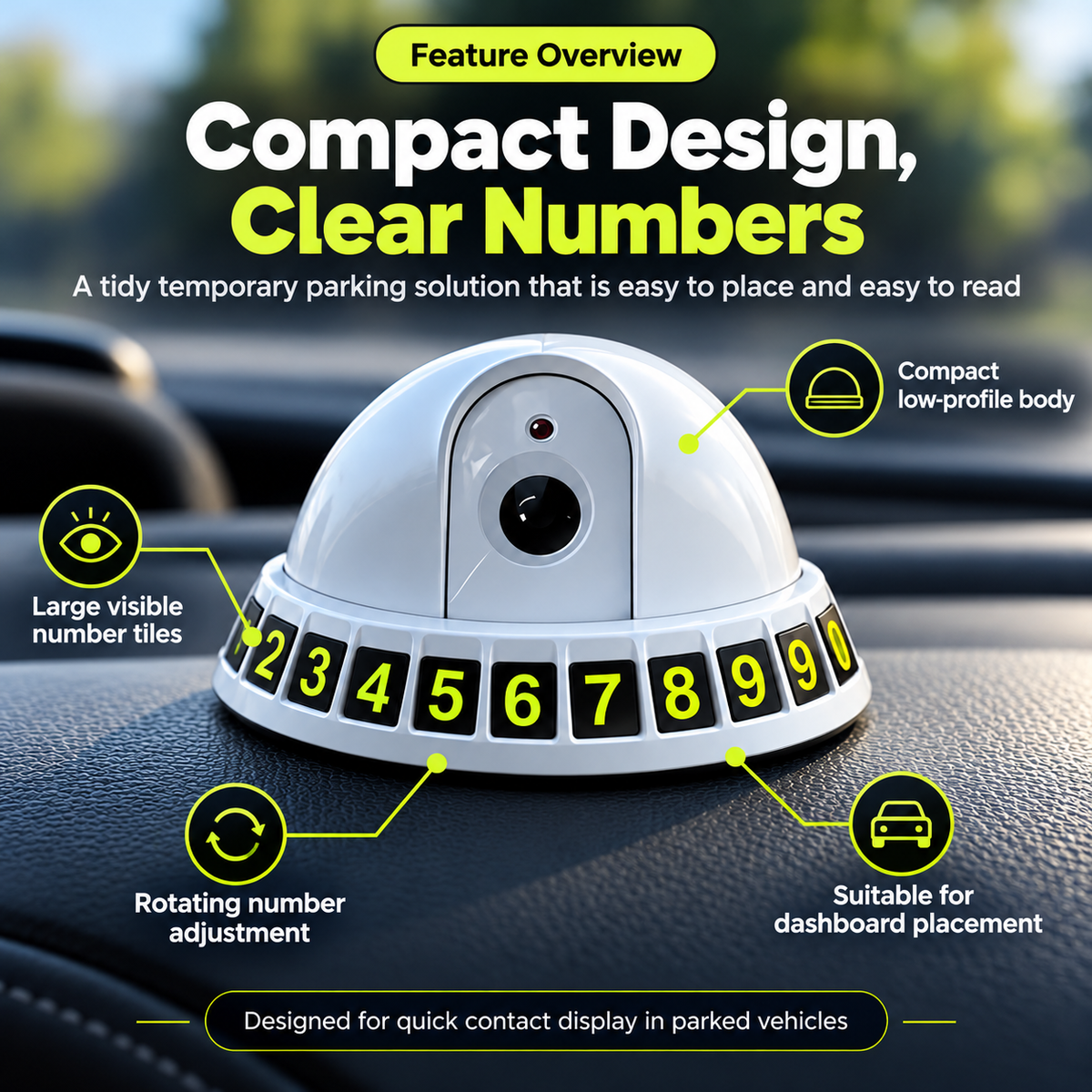 🚗 ParkGuard™ 2-in-1 Smart Parking Number Plate – Built-In Security Camera & Adjustable Phone Number Display