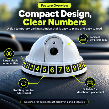 🚗 ParkGuard™ 2-in-1 Smart Parking Number Plate – Built-In Security Camera & Adjustable Phone Number Display