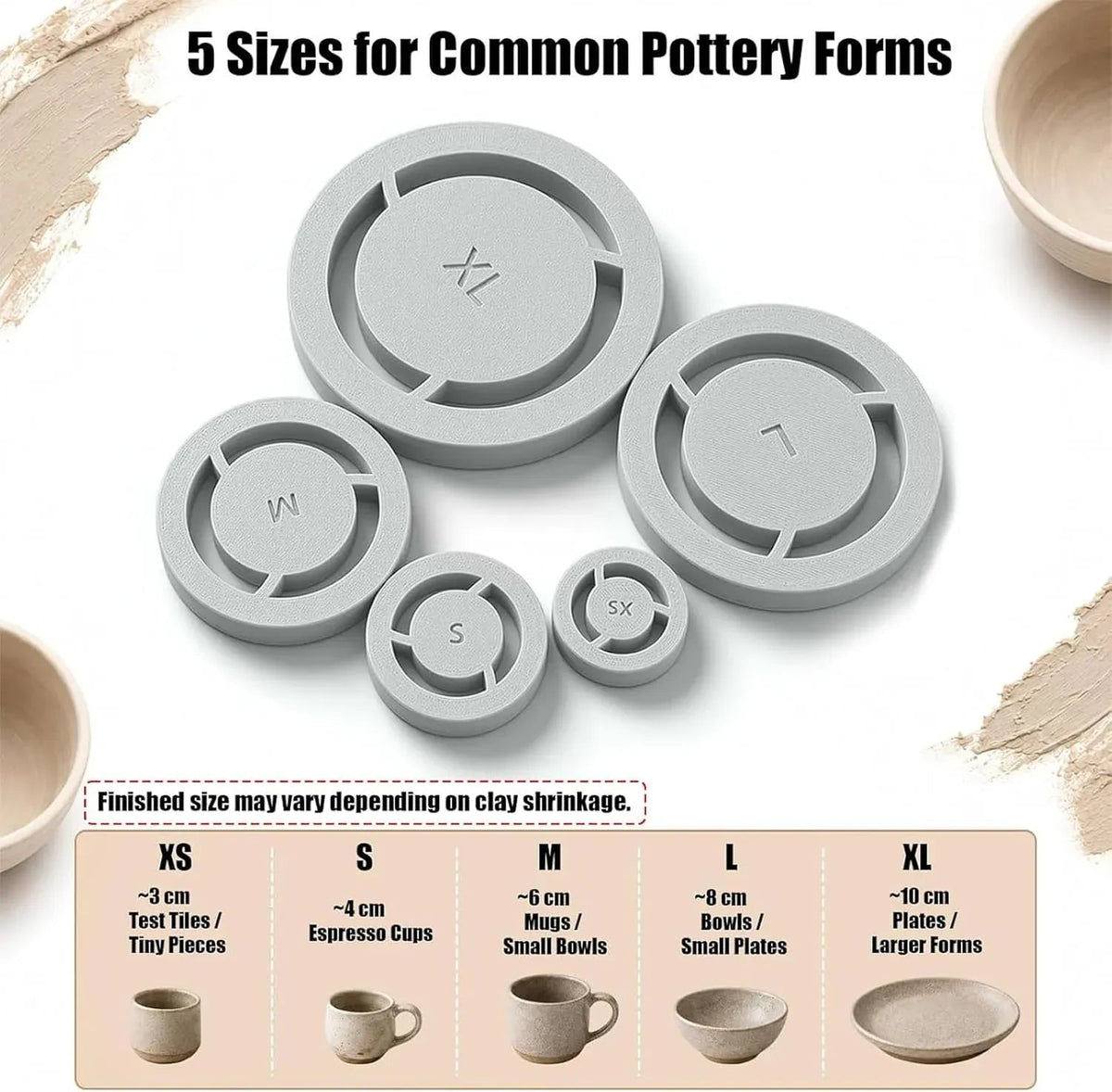 Clay Foot-Ring Trimming Kit 🏺 – 5-Piece Pottery Shaping Tool Set
