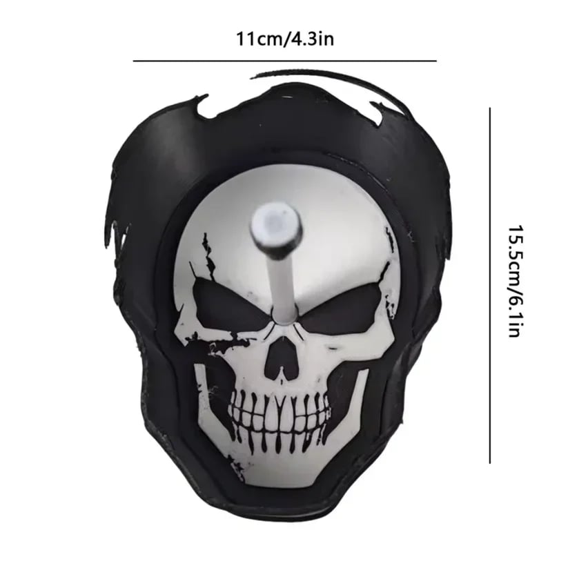 Skull wall light dimensions showing approximately 11 cm width and 15.5 cm height