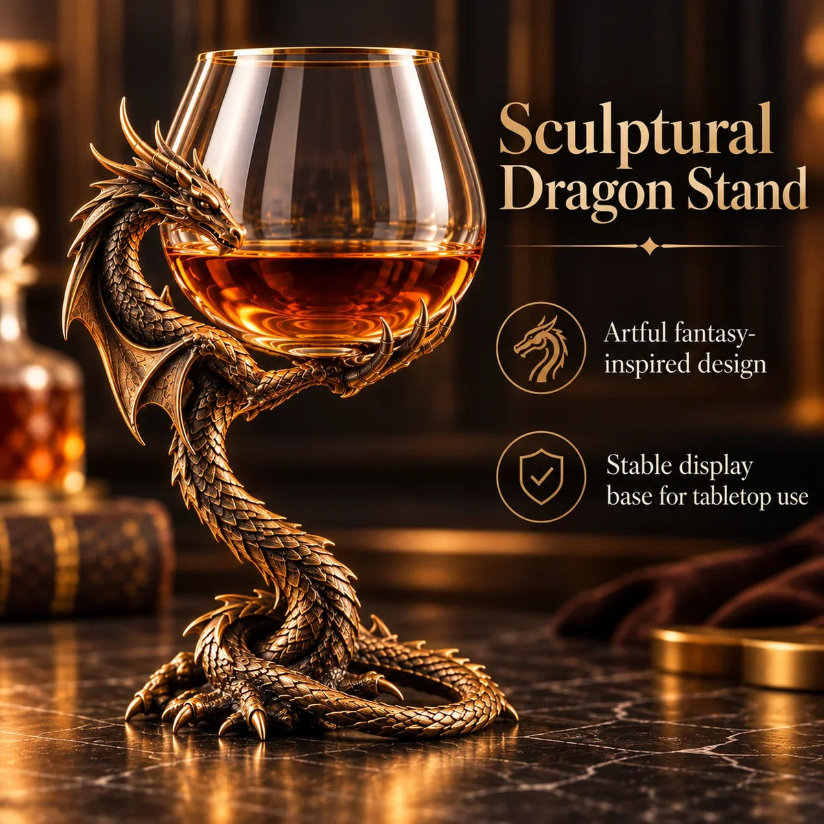 🐉 Dragon’s Embrace™ – Sculptural Brandy Glass with Dragon Claw Stand🥳