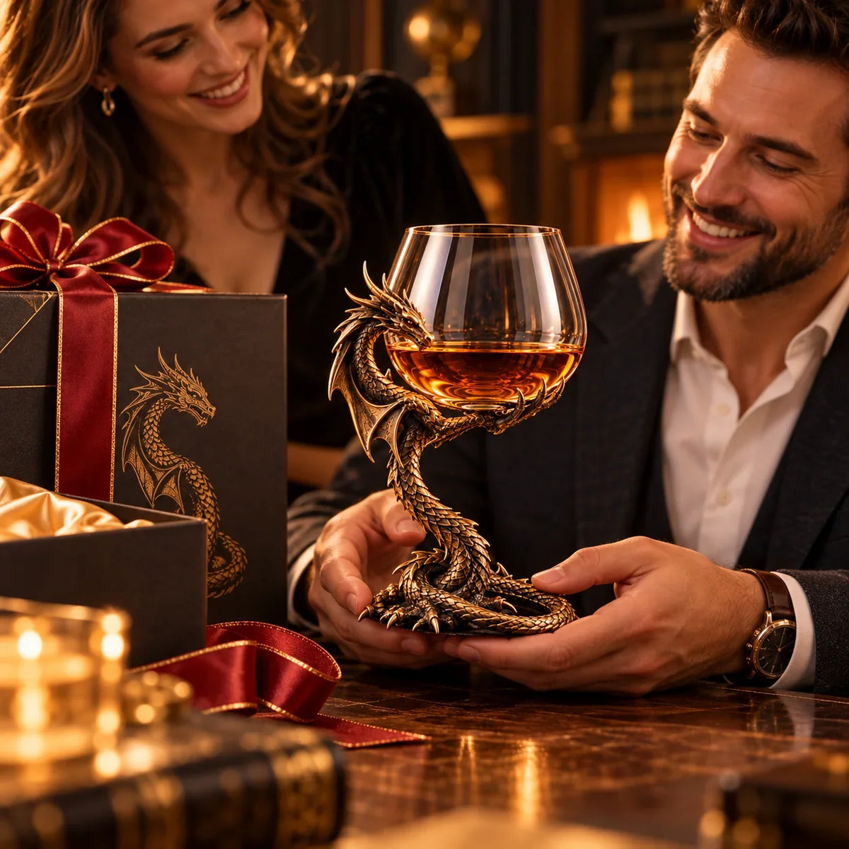 🐉 Dragon’s Embrace™ – Sculptural Brandy Glass with Dragon Claw Stand🥳