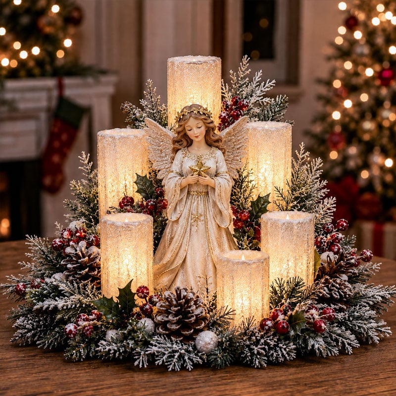 🎄 Lighted Christmas Snowman Centerpiece – Warm LED Candle Glow for Cozy Holiday Decor ✨
