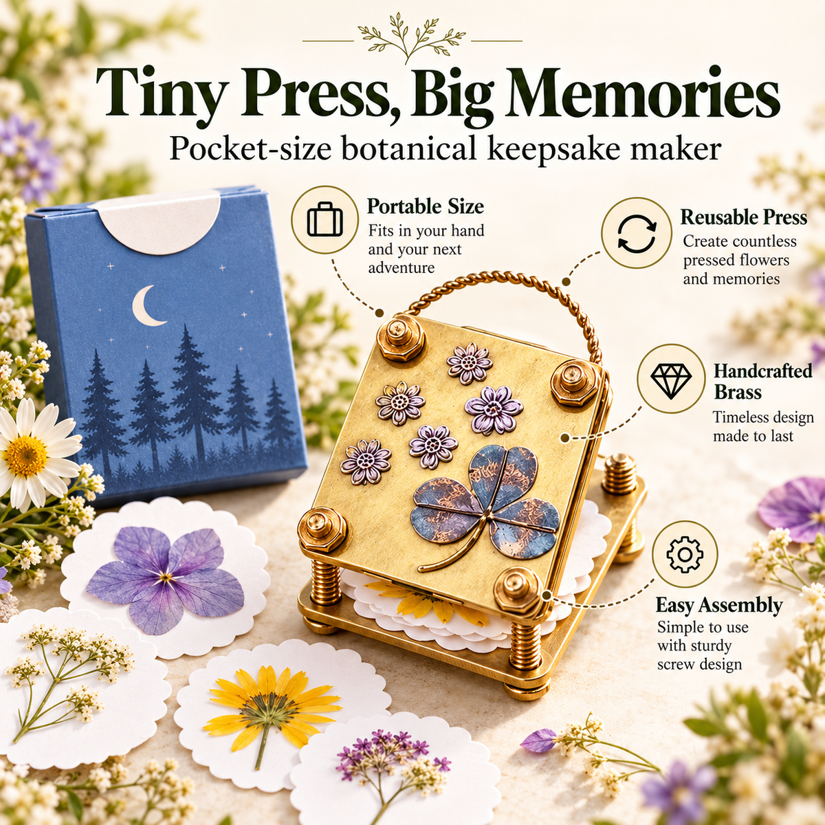 🌸 BloomKeeps™ Mini Flower Press Kit – Preserve Nature’s Beauty Forever
