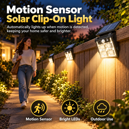 ☀️ SolarClip Pro™ Solar Motion Sensor Light – Easy Clip-On Outdoor LED Security Light