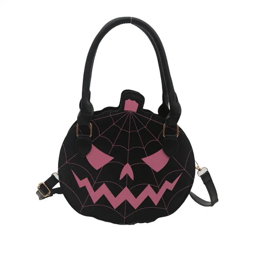 Spooky Jack-O-Lantern Pumpkin Crossbody Bag Novelty Spiderweb Stitching Handbag Aesthetic Halloween Party Purse for Women