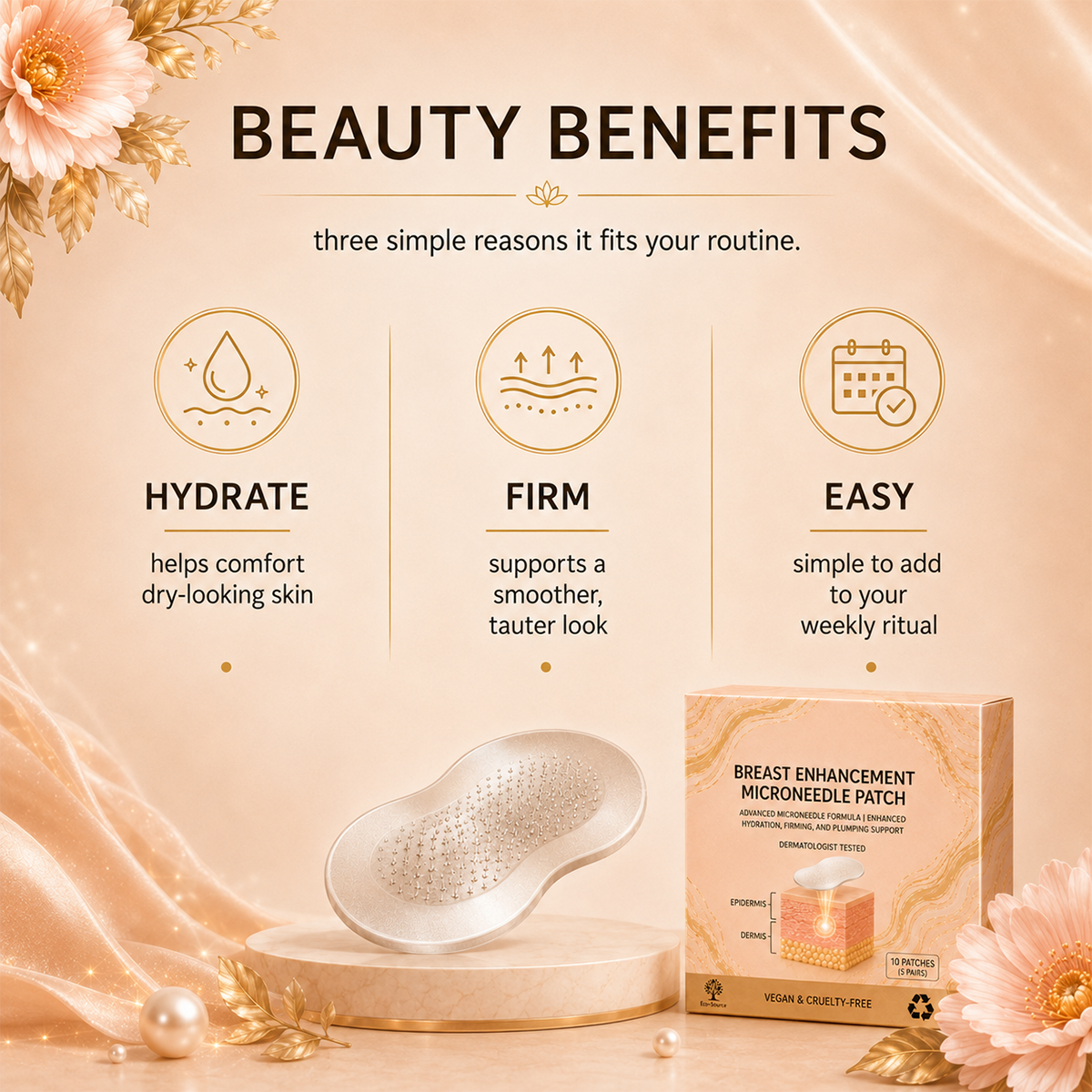 Hydration smoothing and easy self-care benefits of microneedle patches