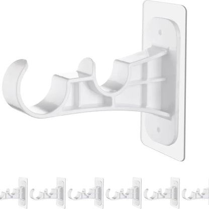 🏡 No-Drill Double Curtain Rod Brackets – Self-Adhesive 4-Pack - Rustic Brown