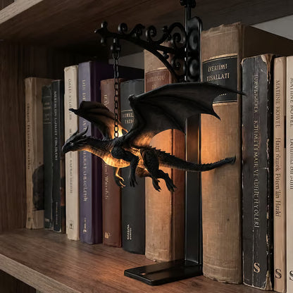 DragonGlow Hanging Purple Dragon Bookend Light