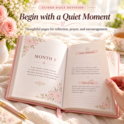 🌸 A Year of Grace – Pink Floral Daily Reflection Journal ✨