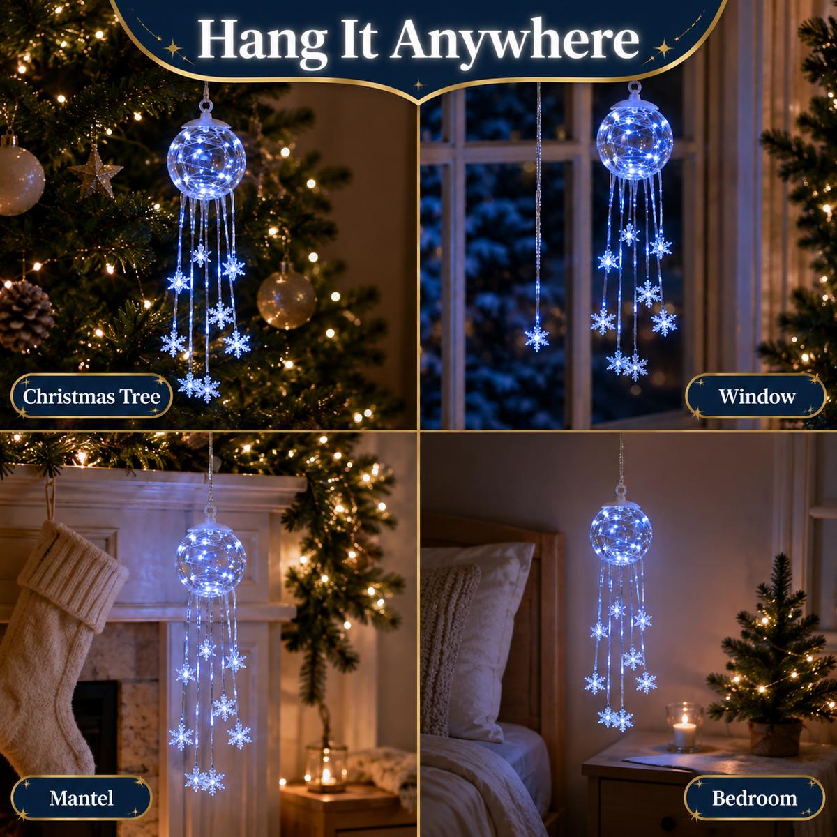❄️Winter Magic Snowflake Cascade™ – LED Hanging Christmas Ornament