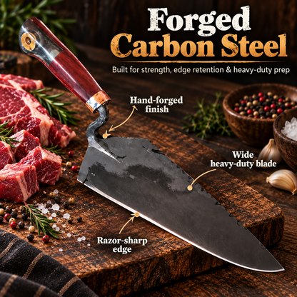🔥 IronForge™ Hand-Forged Butcher Knife – Heavy-Duty Kitchen Cleaver