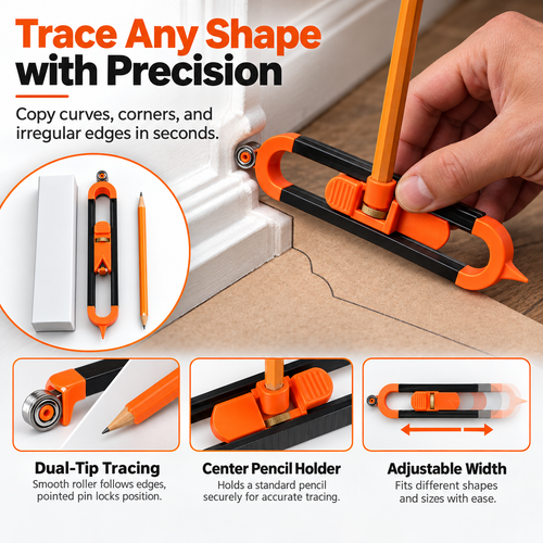 📐 TraceMaster™ Adjustable Contour Tracing Tool – Precision Edge & Shape Copying Scribe for DIY & Woodworking