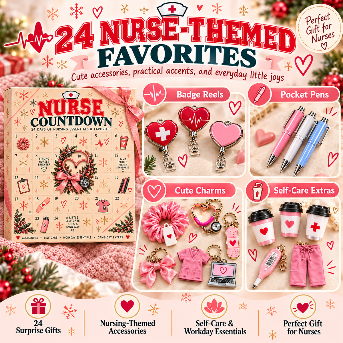 🩷 NurseJoy™ 24-Day Countdown Gift Box A Heartfelt Holiday Surprise Made For Everyday Heroes