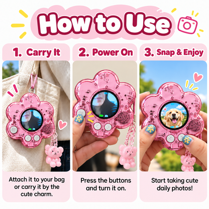 🌸 BloomSnap™ Mini Flower Digital Camera – Cute Portable Camera & Bag Charm