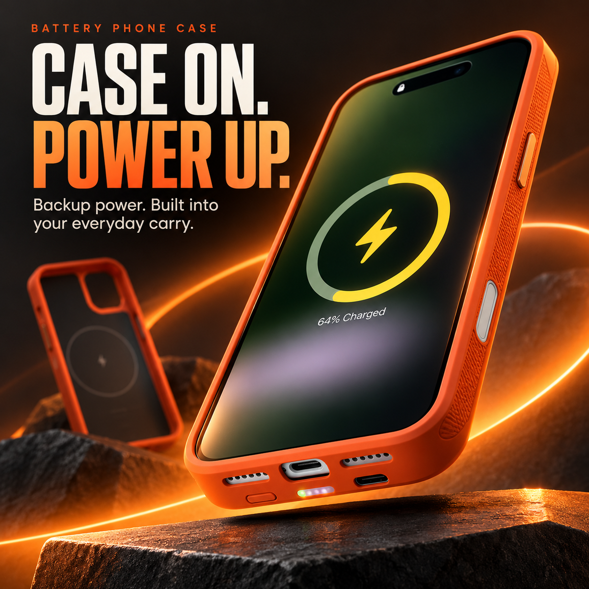 🔋 PowerShell™ Battery Phone Case – Built-In Backup Power & Everyday Protection