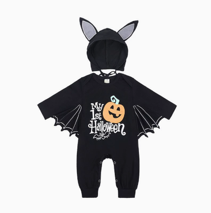 🦇 Little Boo™ My First Halloween Bat Romper – Adorable Hooded Baby Costume with Wings