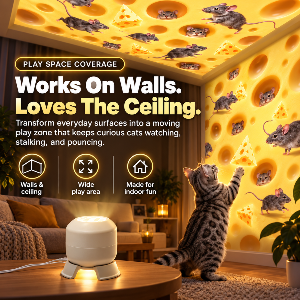 🐭 PawChase™ Rotating Cat Projector Endless Chase. Endless Fun.