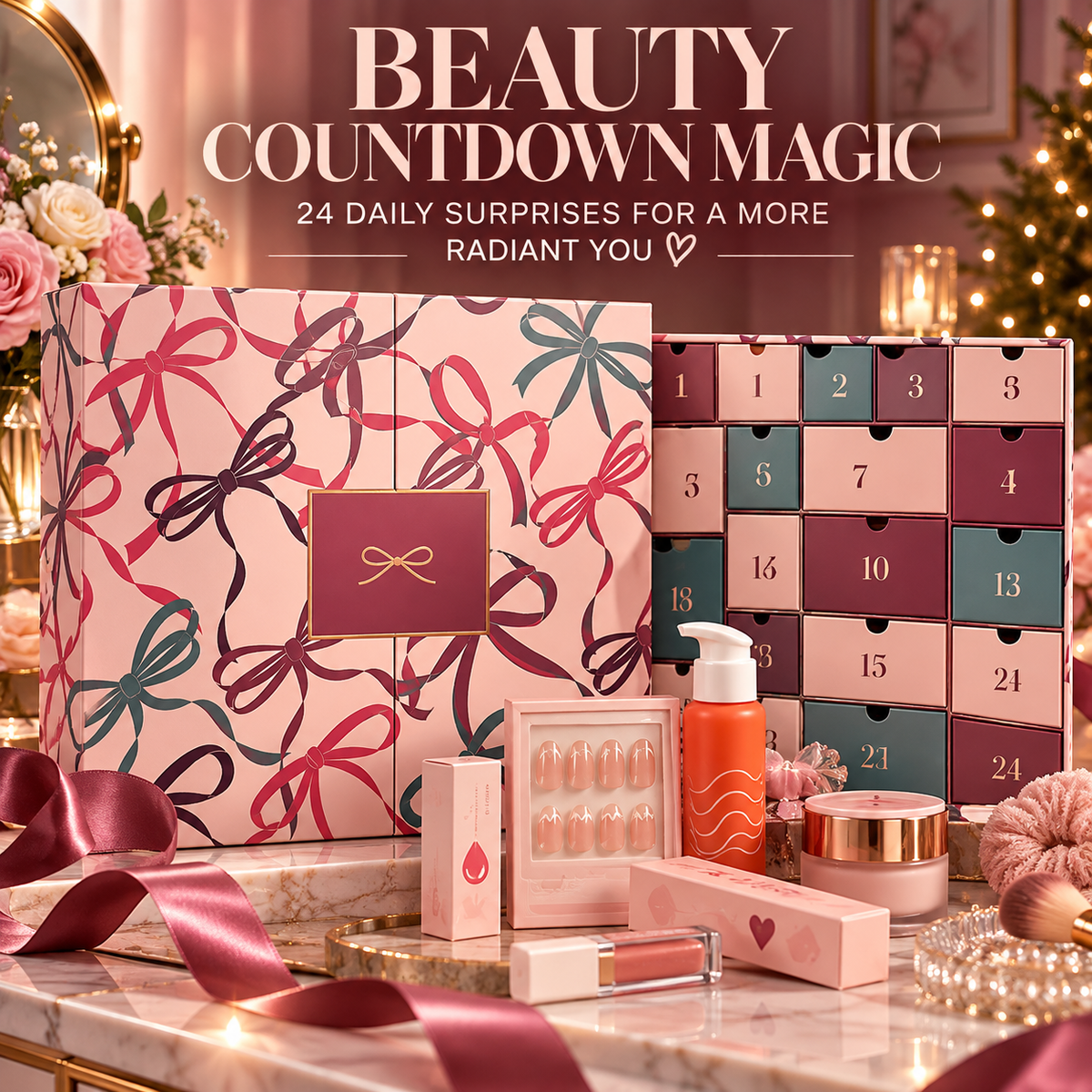 🎁 24-Day Beauty Advent Calendar – Luxury Makeup & Skincare Christmas Gift Set