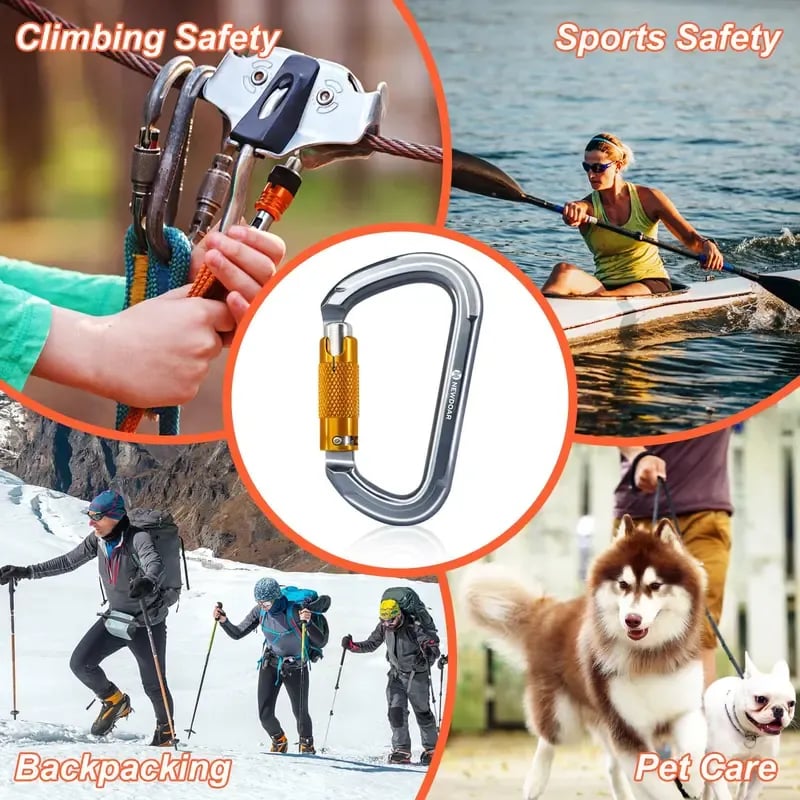 🧗 LockClimb™ Auto-Locking Carabiner – Lightweight Heavy-Duty Clip for Climbing & Outdoor Adventures