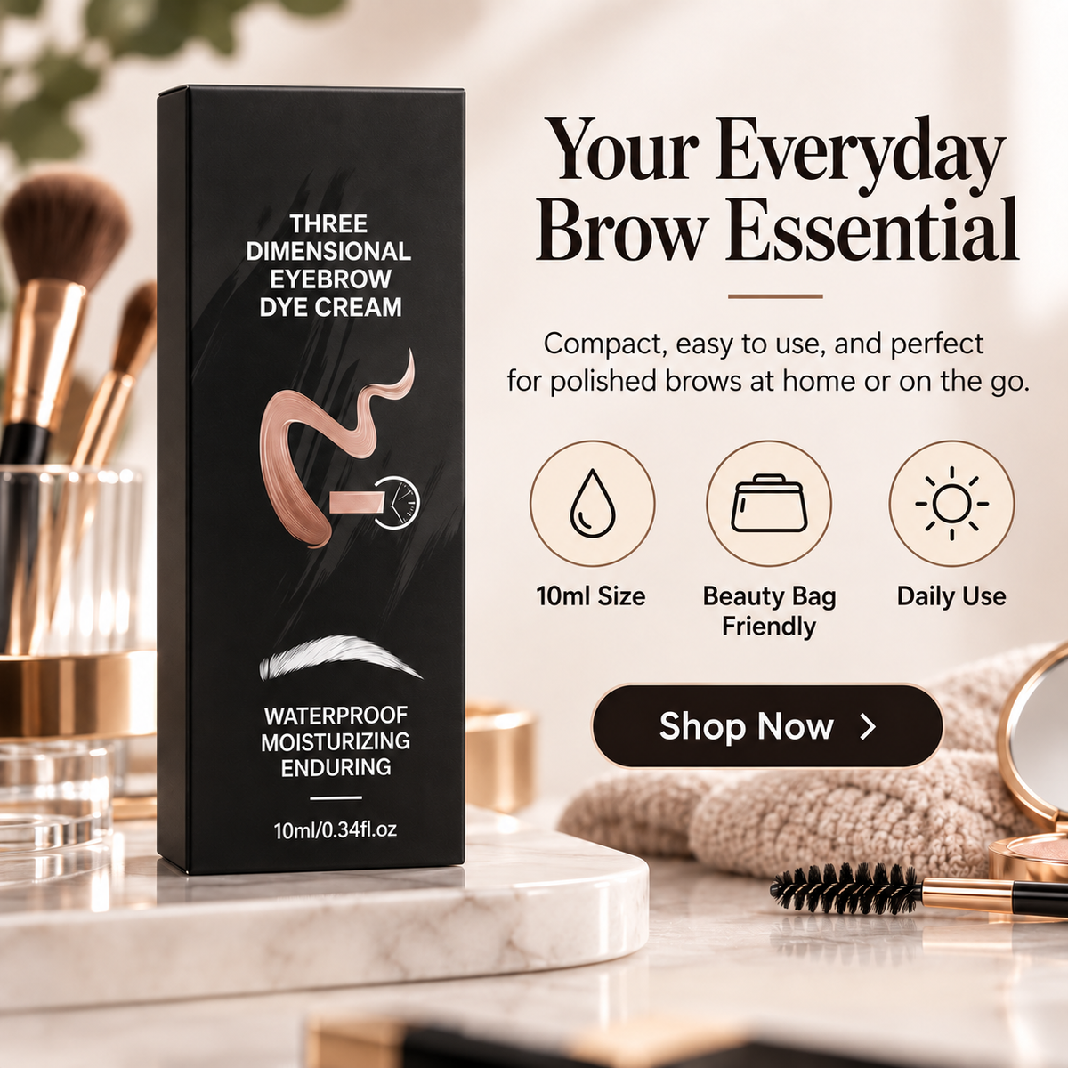 BrowLock™ 3D Eyebrow Tint Cream – Waterproof Long Lasting Brow Dye for Natural Fuller-Looking Brows