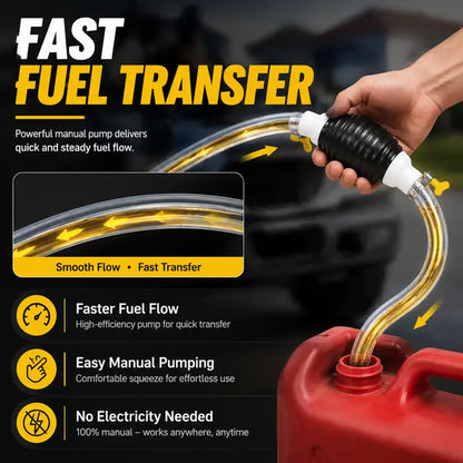 ⛽Manual Siphon Pump Kit with 1M Hose, Rubber Pump Bulb & 2 Hose Clamps, Liquid Transfer Pump for Fuel Water Oil, Car Boat Motorcycle