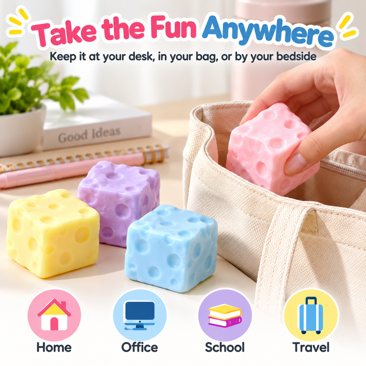 Squishy Cheese Stress Toy – Giant Moldable Cheese Fidget Toy for Stress Relief, Sensory Play & Desk Fun ⭐⭐⭐⭐⭐