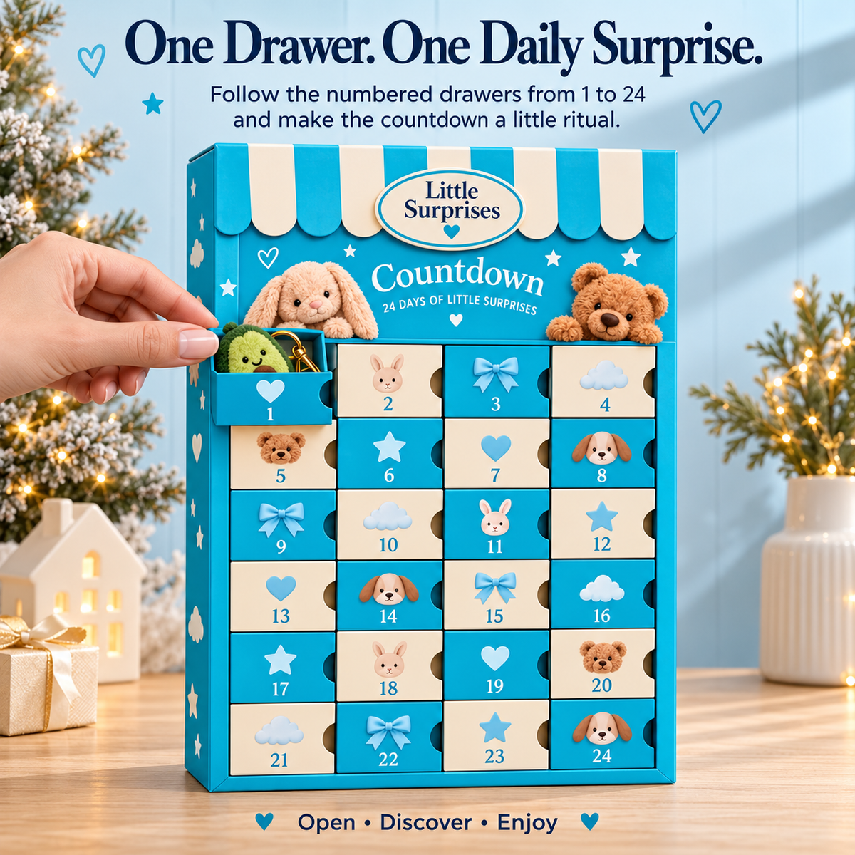 🎄 24-Day Plush Advent Calendar – 24 Cute Christmas Keychain Surprises 🎁