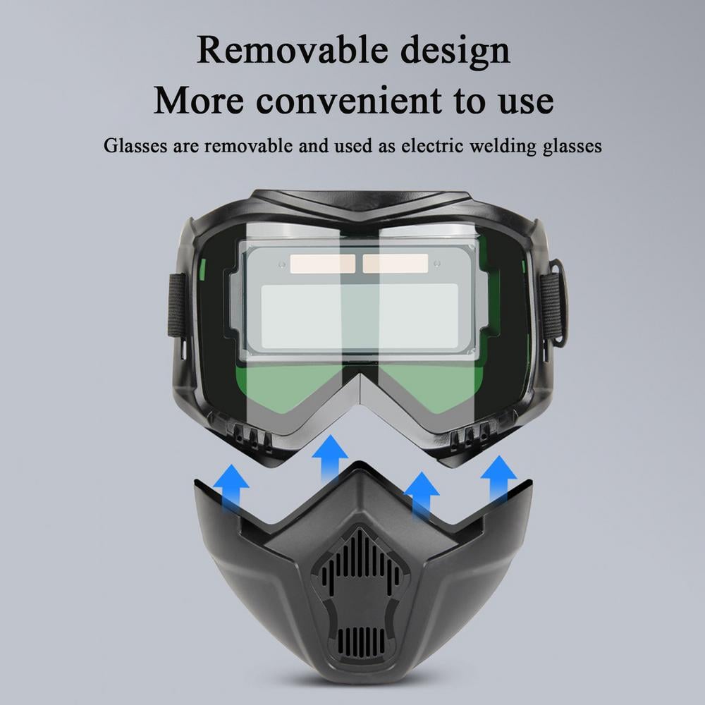 Auto-darkening welding mask with removable lower face shield