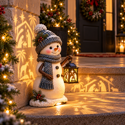 💫⛄ Last Day 49% Snowman Nativity Glow™ – Solar Christmas Step Light with Holy Family Projection🎉