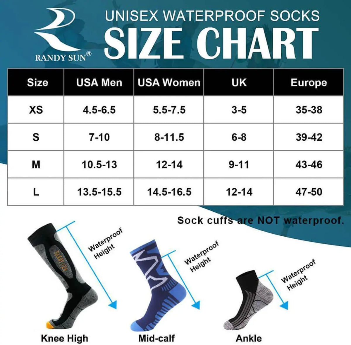 💧RANDY SUN Ultimate Waterproof Hiking Socks – Dry, Breathable & Durable for Any Adventure