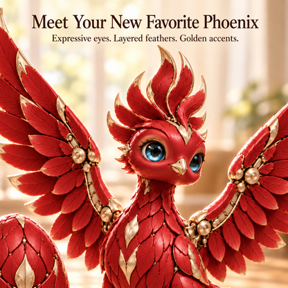 🔥 Mythical Phoenix Figurine ✨ Red & Gold Fantasy Decor