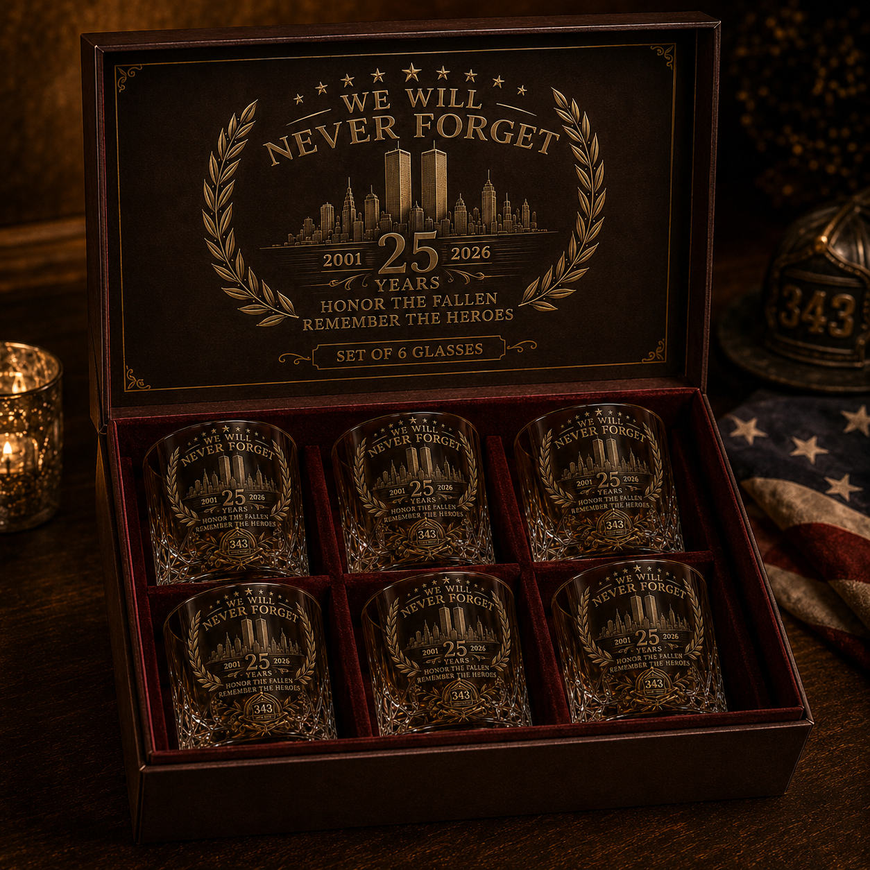 9/11 memorial tribute decanter gift set product view