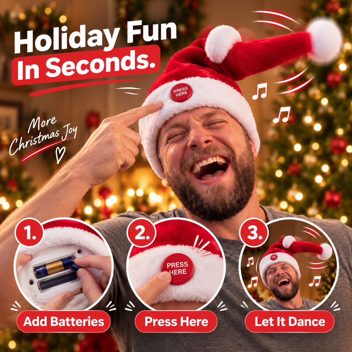 🎅 JingleDance™ Singing & Dancing Santa Hat – The Ultimate Christmas Party Hat