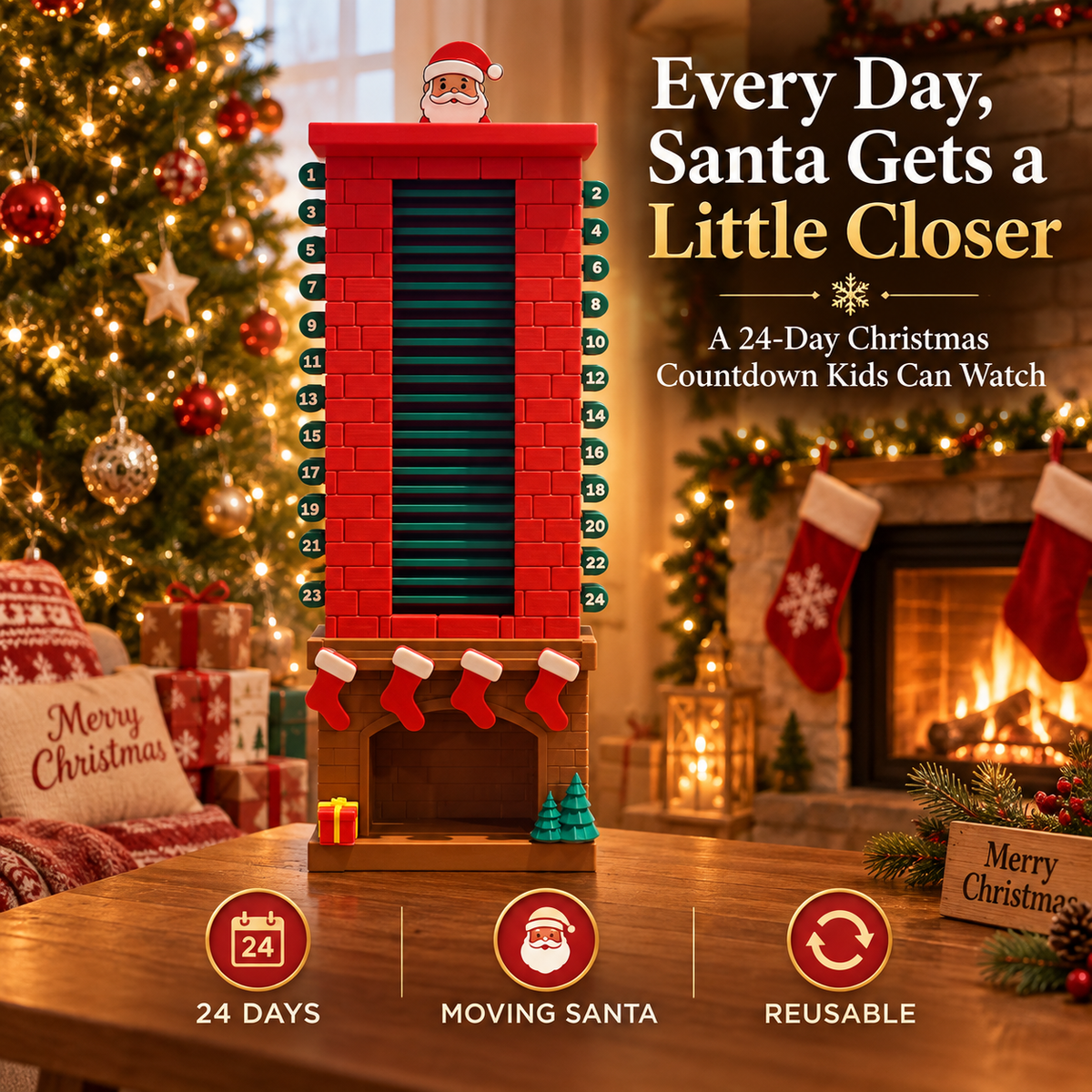 🎅 Santa Down the Chimney Advent Calendar – 24-Day Interactive Christmas Countdown
