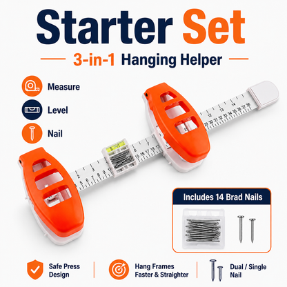 🖼️ 3-in-1 Picture Hanging Tool – Measure, Level & Position Nails 🔨