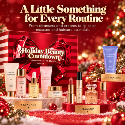 GlowMerryTM 25-Day BeautyAdvent Calendar - Makeup,Skincare & Holiday Surprises