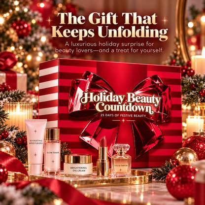 GlowMerryTM 25-Day BeautyAdvent Calendar - Makeup,Skincare & Holiday Surprises