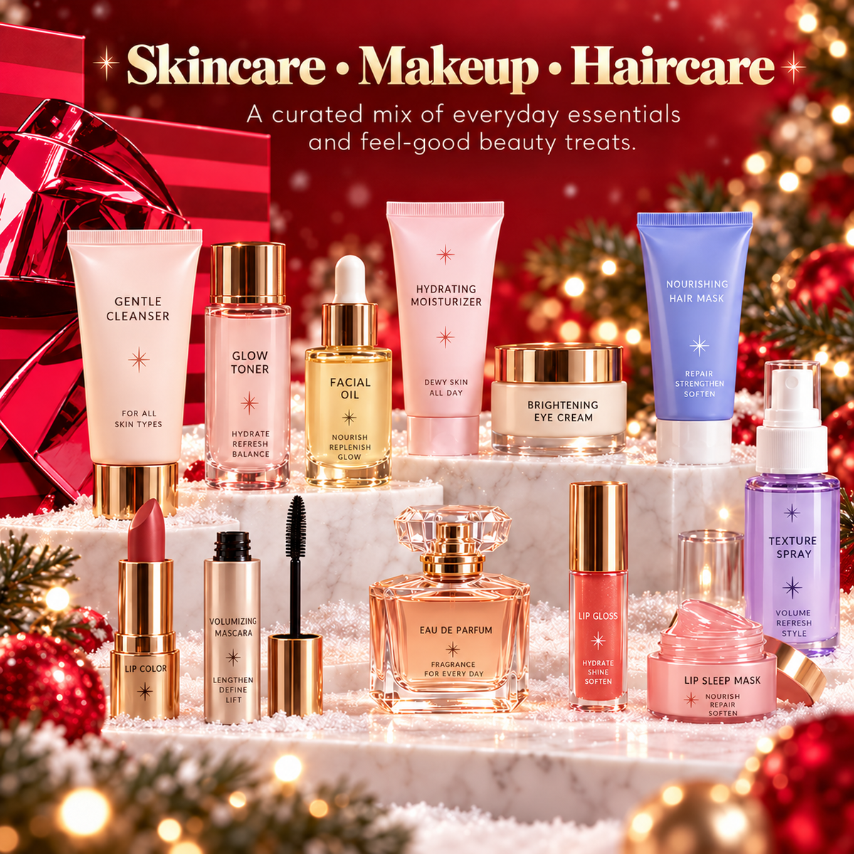 GlowMerryTM 25-Day BeautyAdvent Calendar - Makeup,Skincare & Holiday Surprises