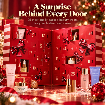 GlowMerryTM 25-Day BeautyAdvent Calendar - Makeup,Skincare & Holiday Surprises