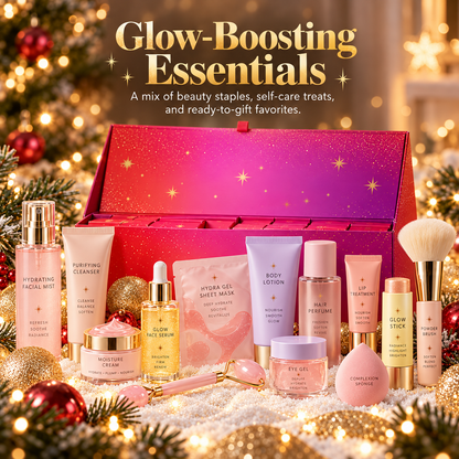 GlowluxeTM 25-Day BeautyAdvent Calendar - 19 Full-Size + 6Mini Beauty Surprises